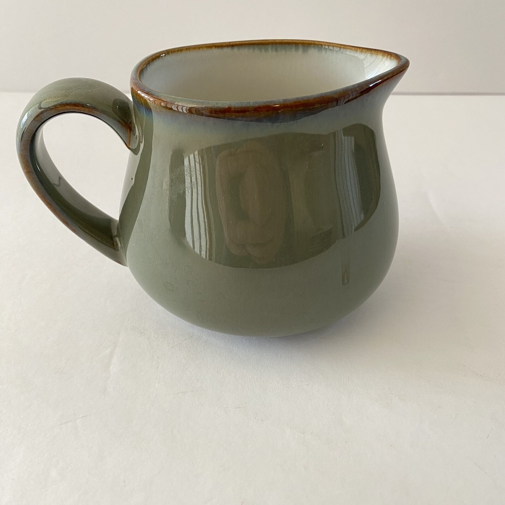Sango Nova Avocado Green Stoneware Creamer Rustic Farmhouse  3.5"